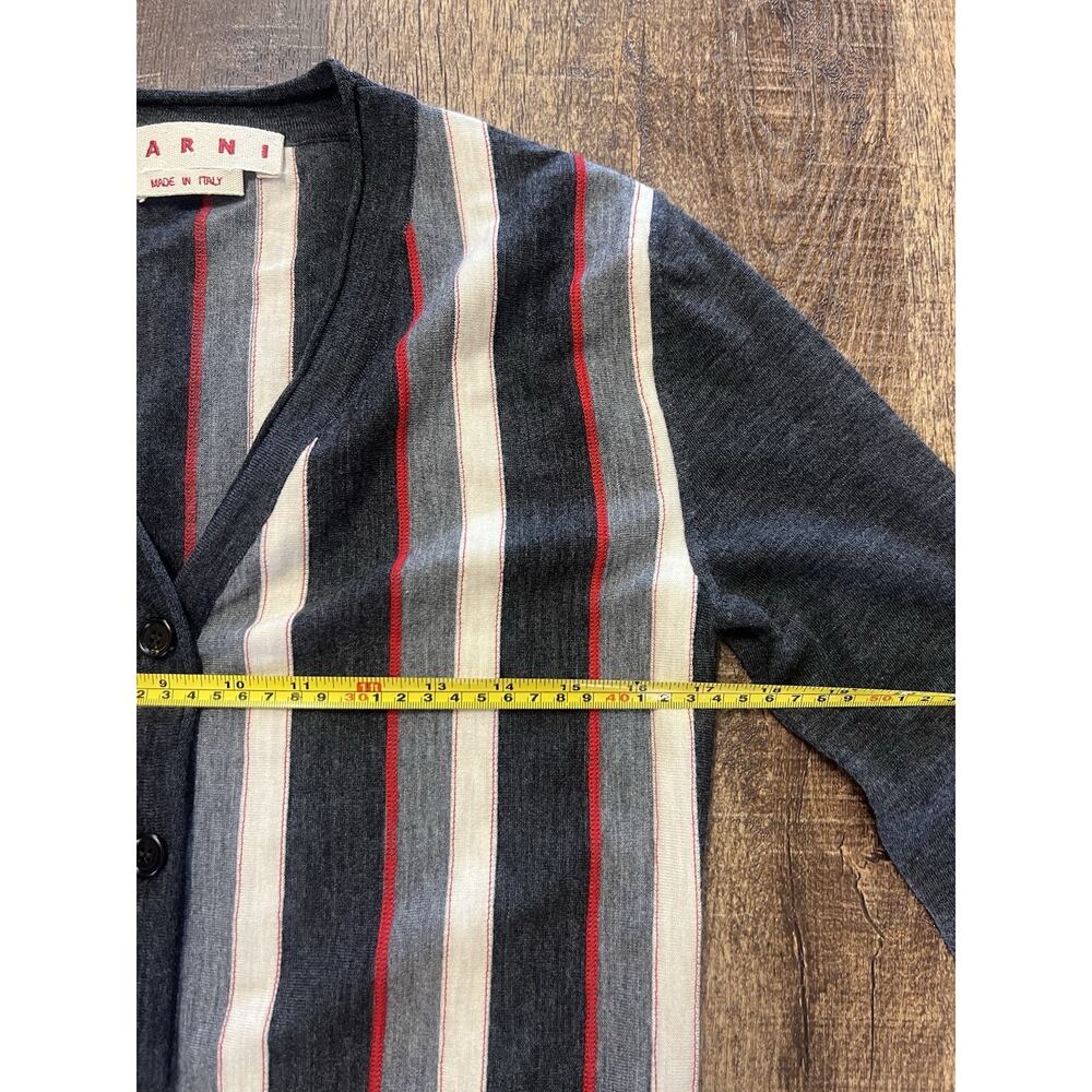 Marni Small Gray Striped Wool LS Cardigan Italy Size 40 Small - Picture 5 of 6